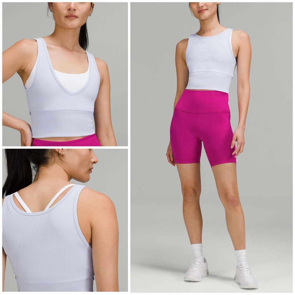 Lululemon Power Pivot Ribbed Tank Top Sz 10 In Pastel Blue - Picture 3 of 9